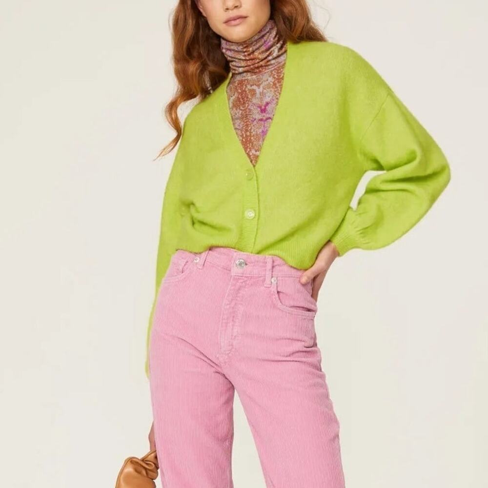 Baum Und Pferdgarten Chasmeen Cardigan Wool Knit Oversized Crop Sweater Green S